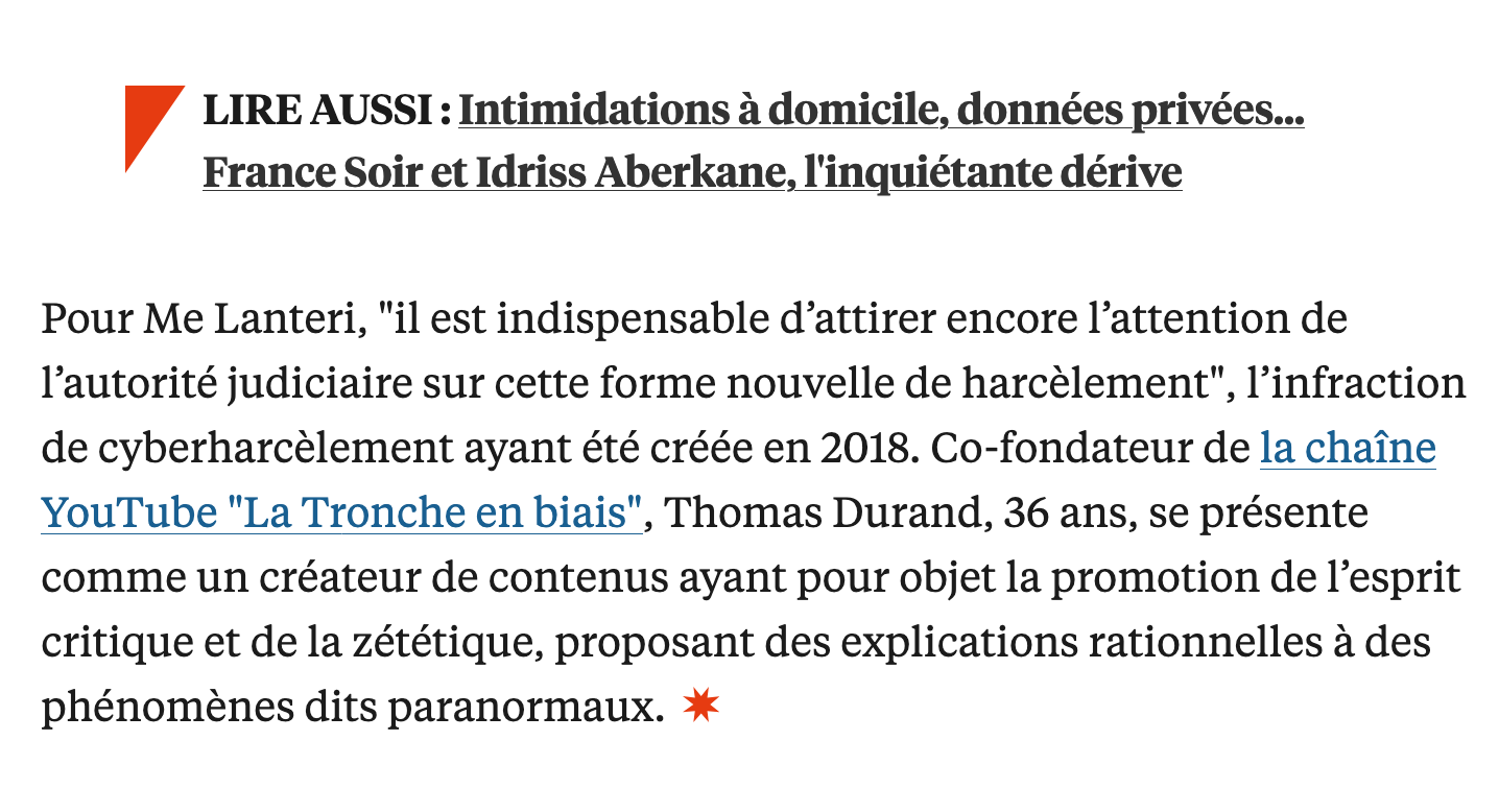 Logo de l'article sur L'Express à propos d'une plainte pour cyberharcèlement
