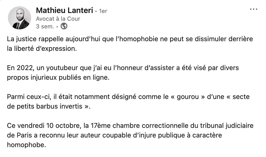 Logo de l'article sur L'Express à propos d'une plainte pour cyberharcèlement